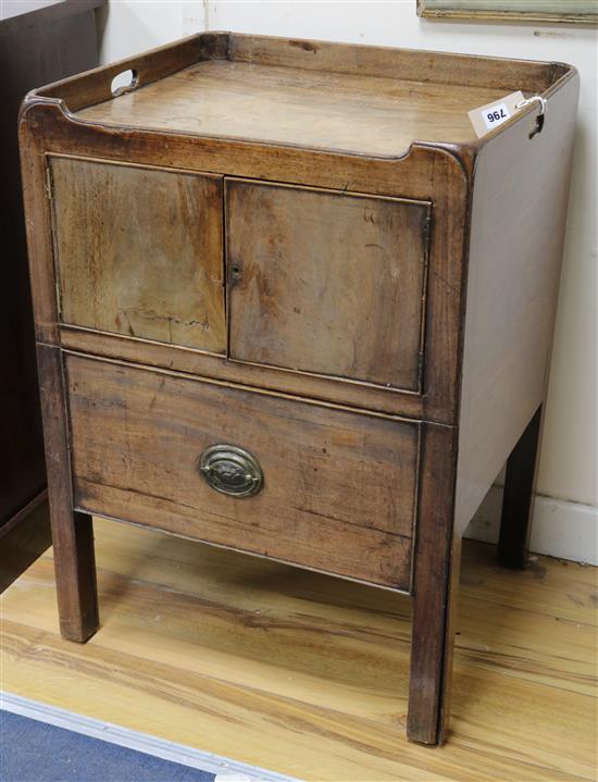 A George III mahogany tray topped night commode W.56cm